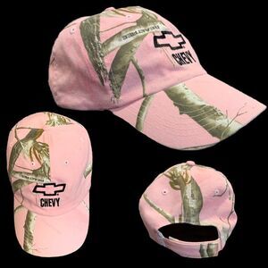 Pink Chevy camo Velcro closure baseball cap